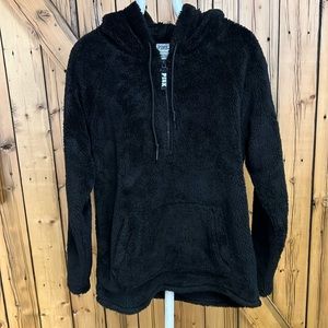 PINK brand fuzzy sweatshirt hoodie black small